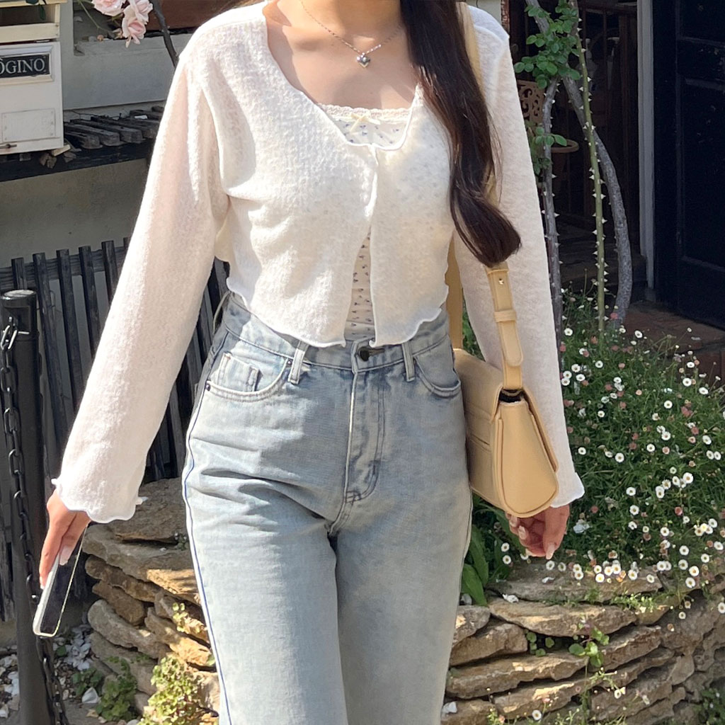 シアーオープンクロップドカーディガン | ファッション通販サイト NUGU