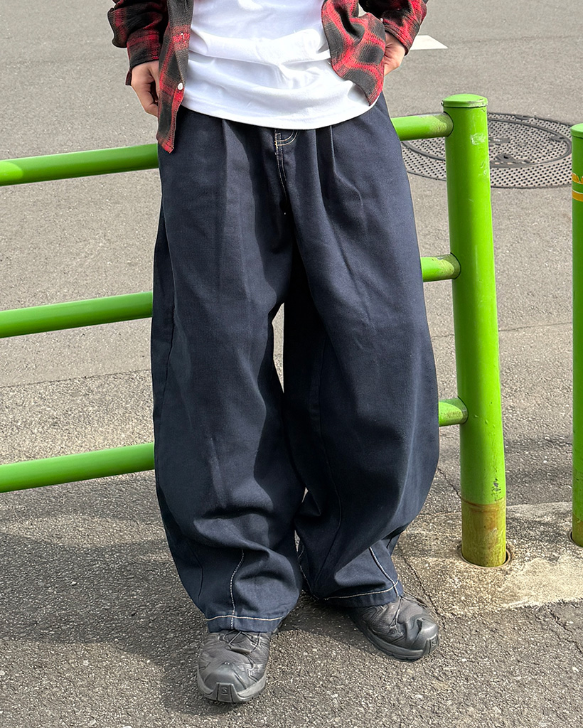 セルビッジワイドピンタックデニム