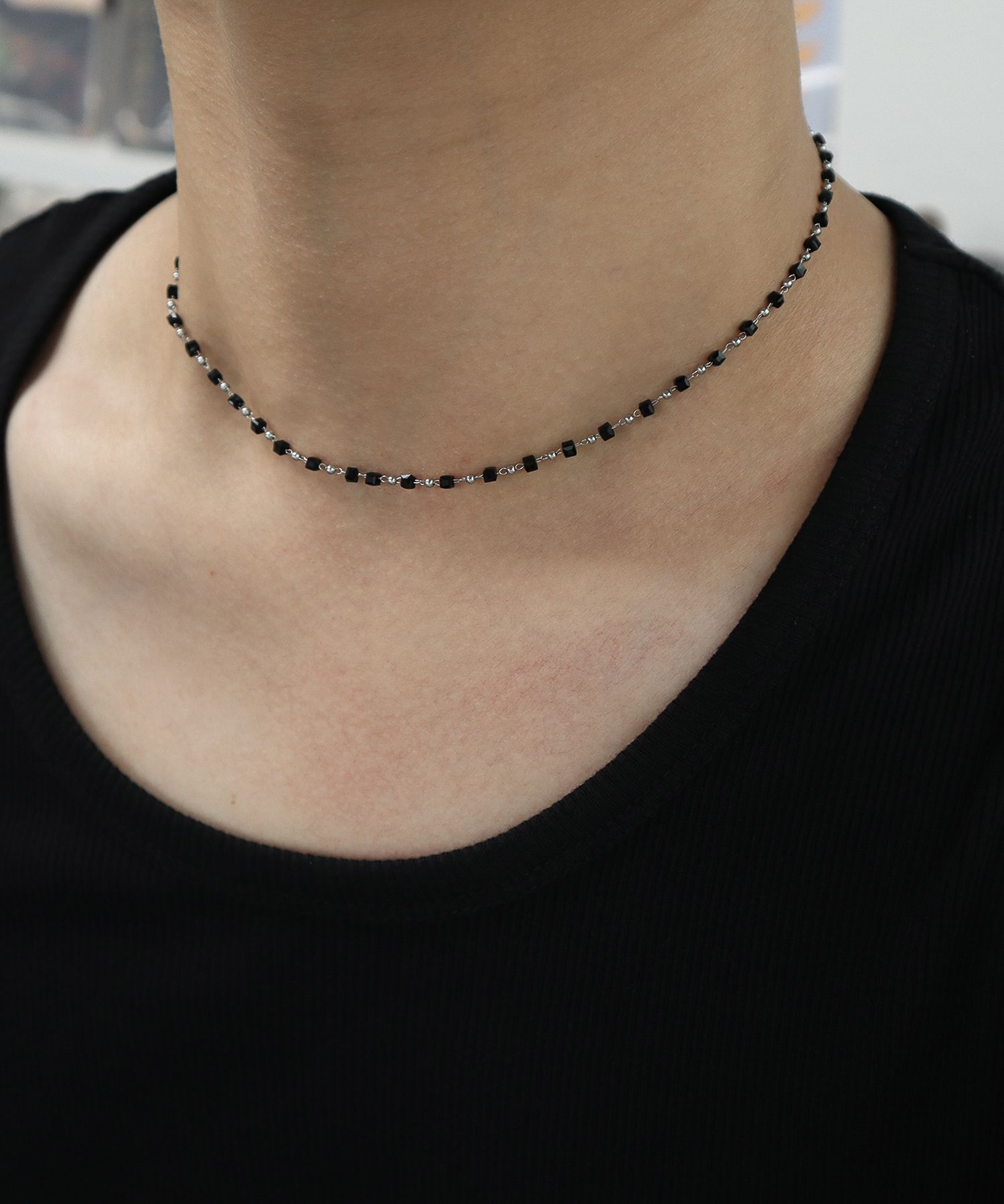 メンズビーズサージカルステンレスネックレス