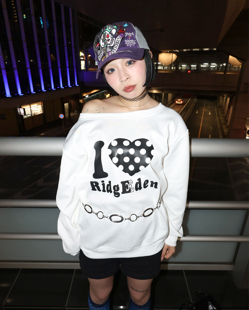 ドットハートワンショルスウェットシャツ