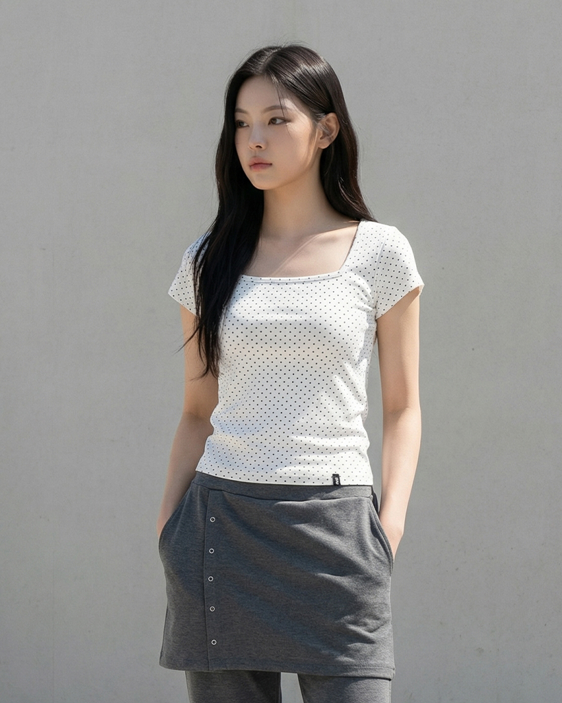 D. BASIC DOT SQUARE-NECK T - 3 COLOR