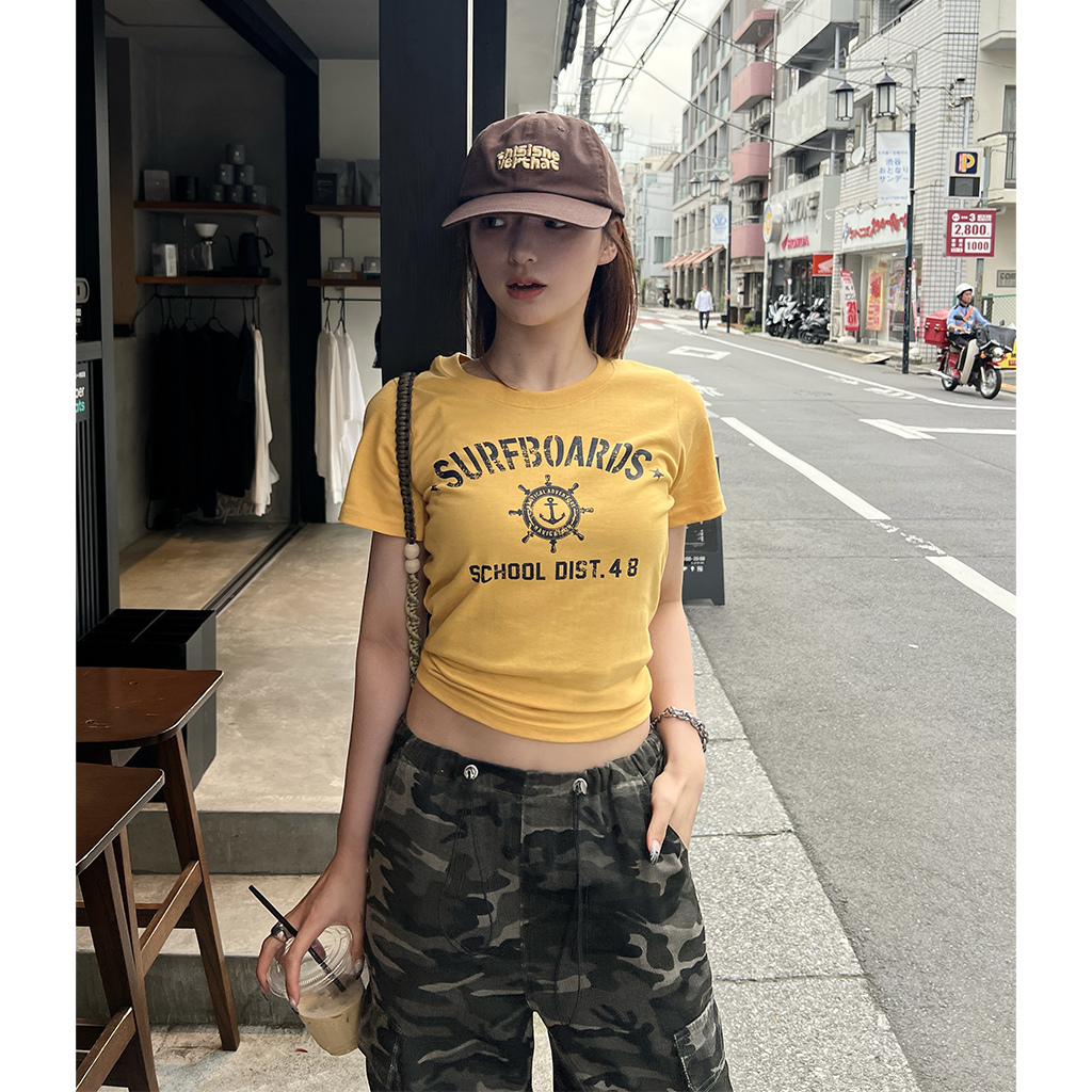 マリンプリントレタリングTシャツ