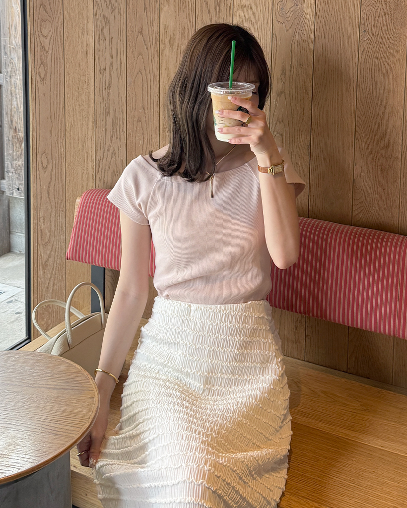 ボートネックラグランショートスリーブTシャツ