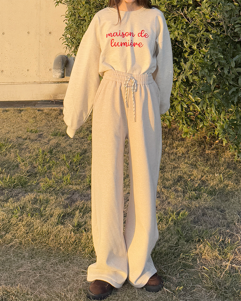 ルーズフィット起毛バンディングパンツ