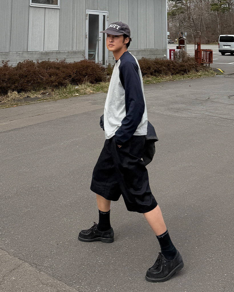 配色ラグランロングTシャツ