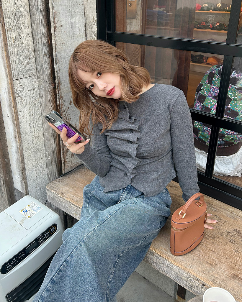 ギャザーボタンカーディガン