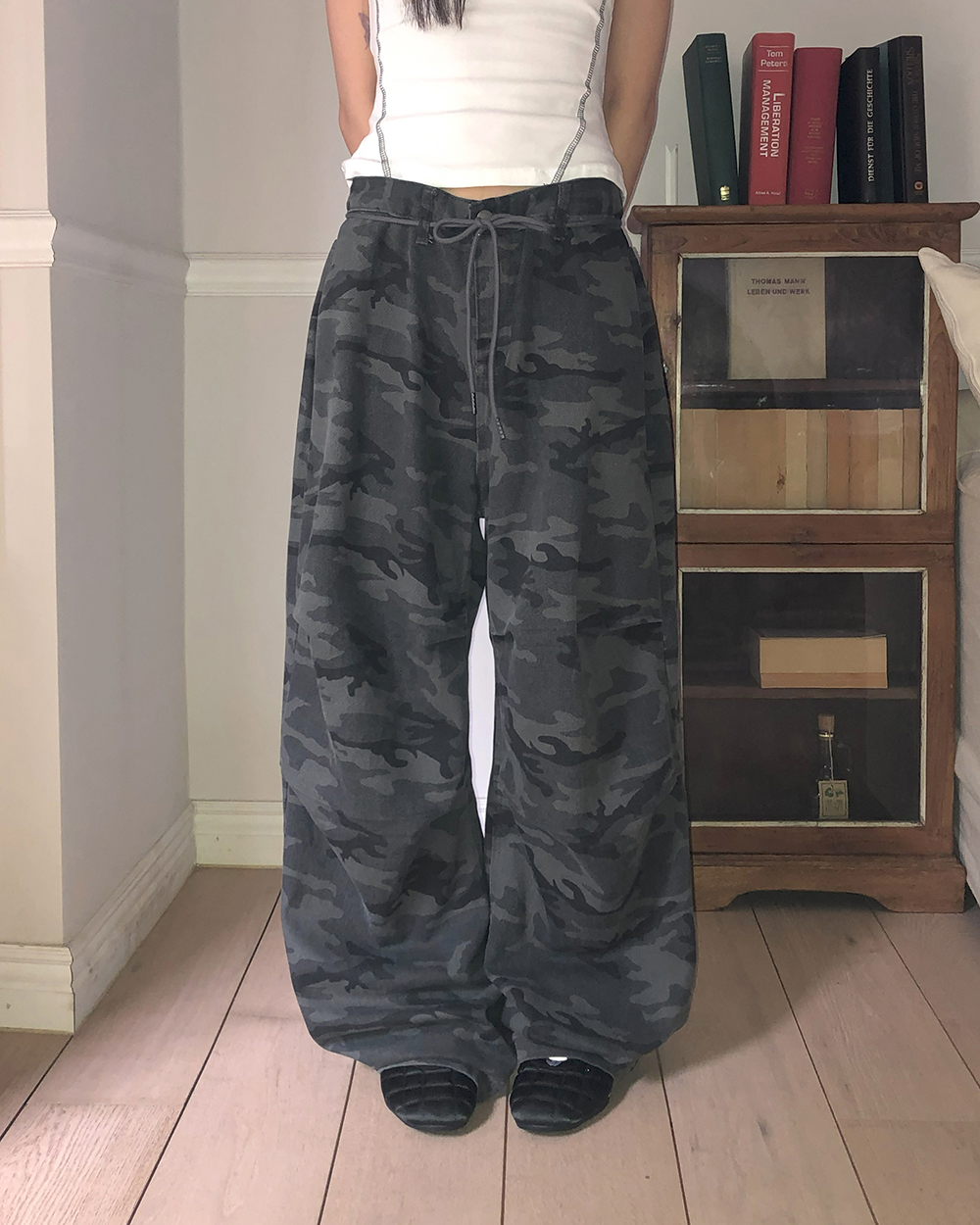 ミリタリースナップボタン2WAYワイドパンツ