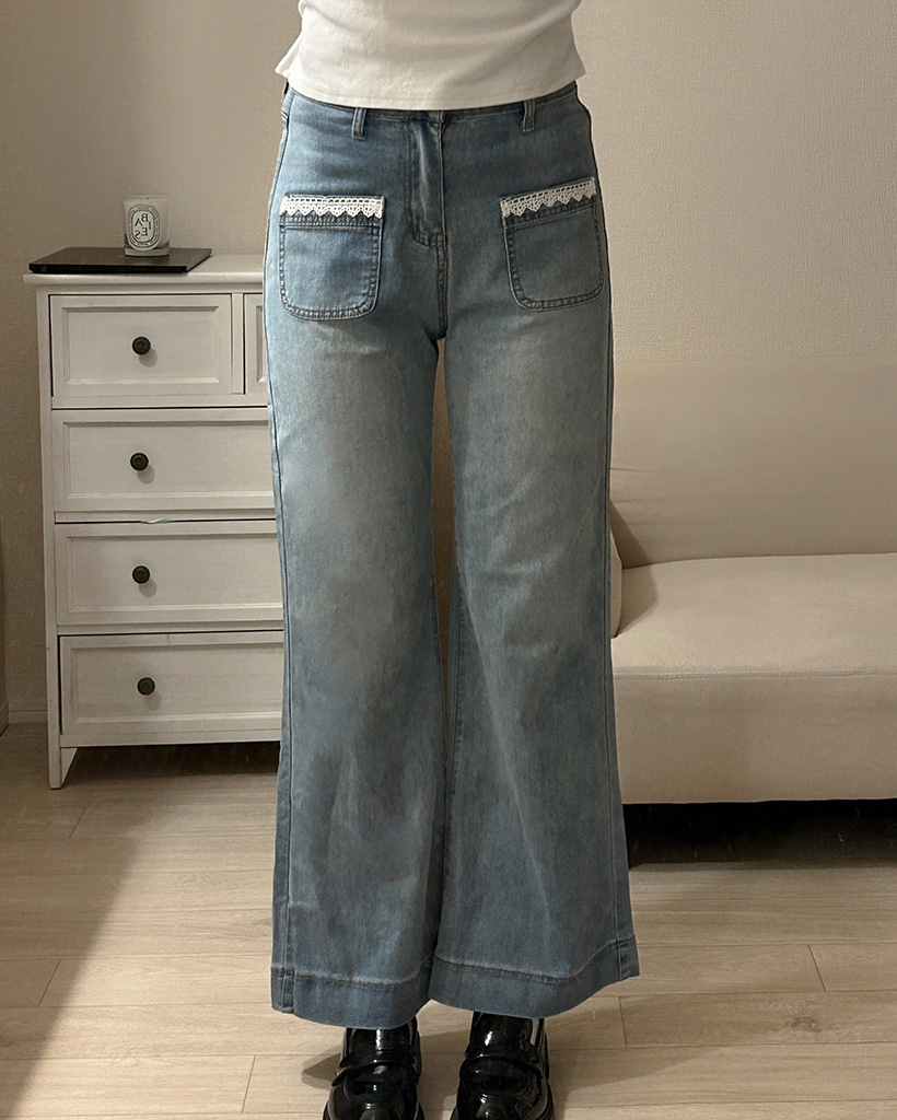 レースポケットデニムパンツ