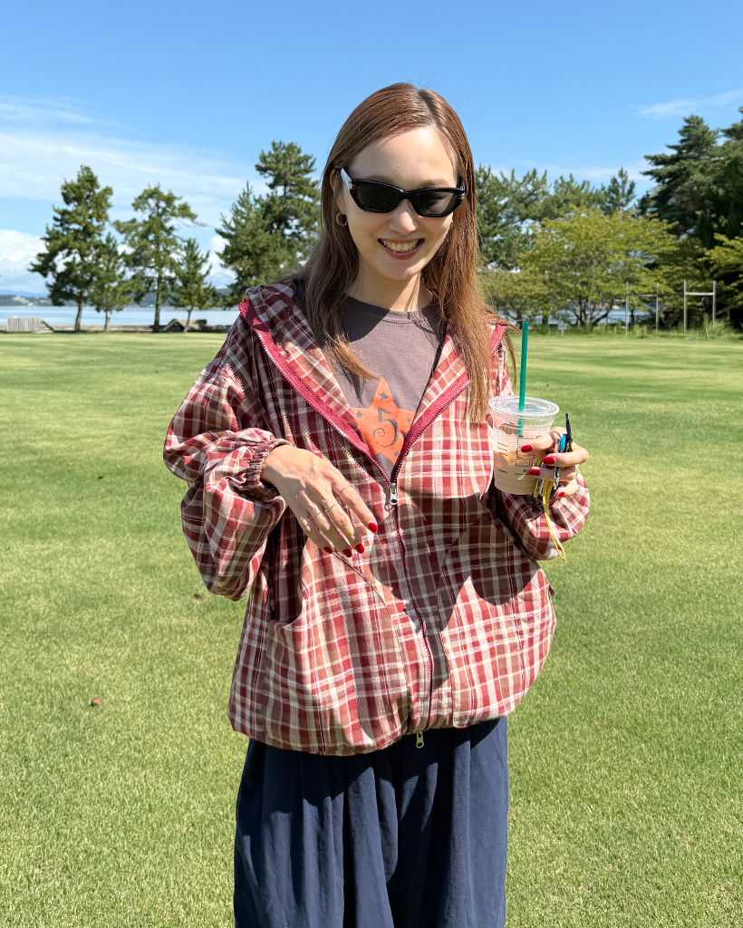 ユニセックス)2WAYチェックフードウィンドブレーカー | ファッション