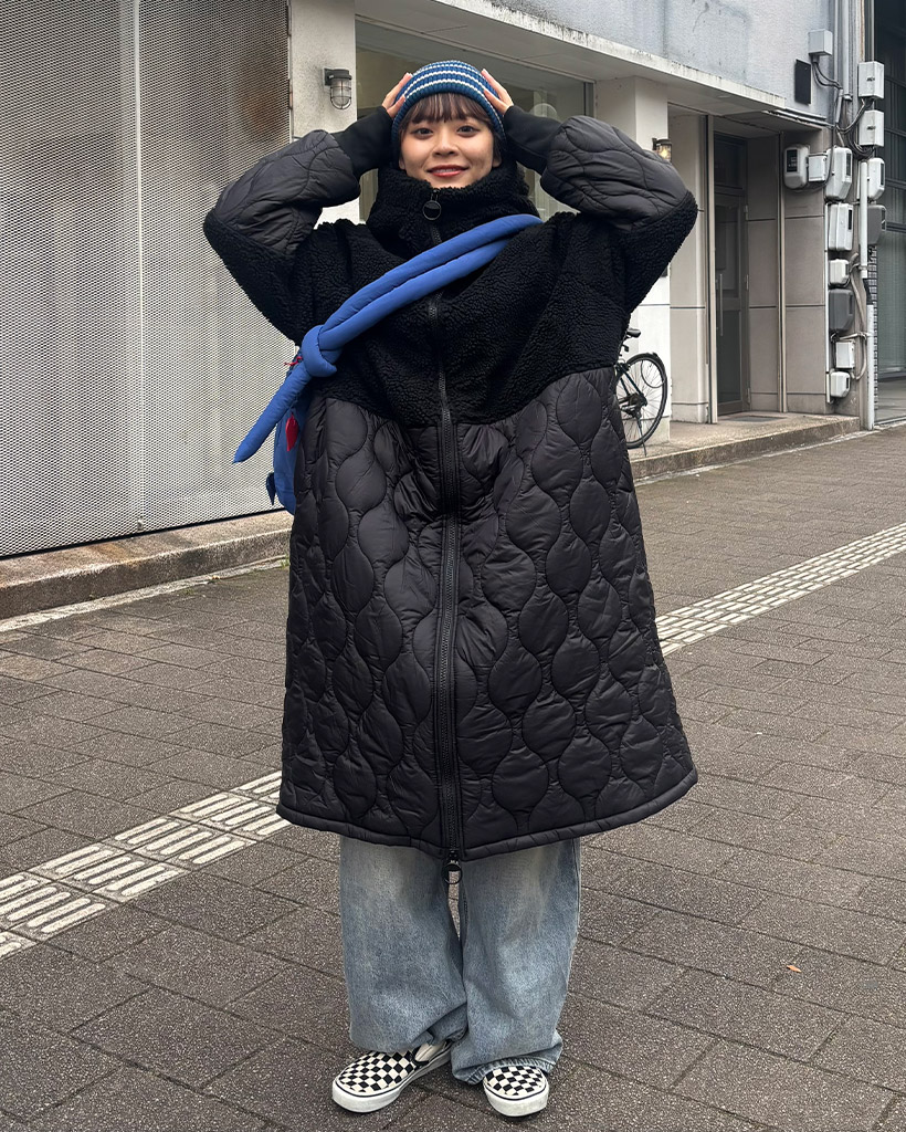 キルティングロングダウンジャケット