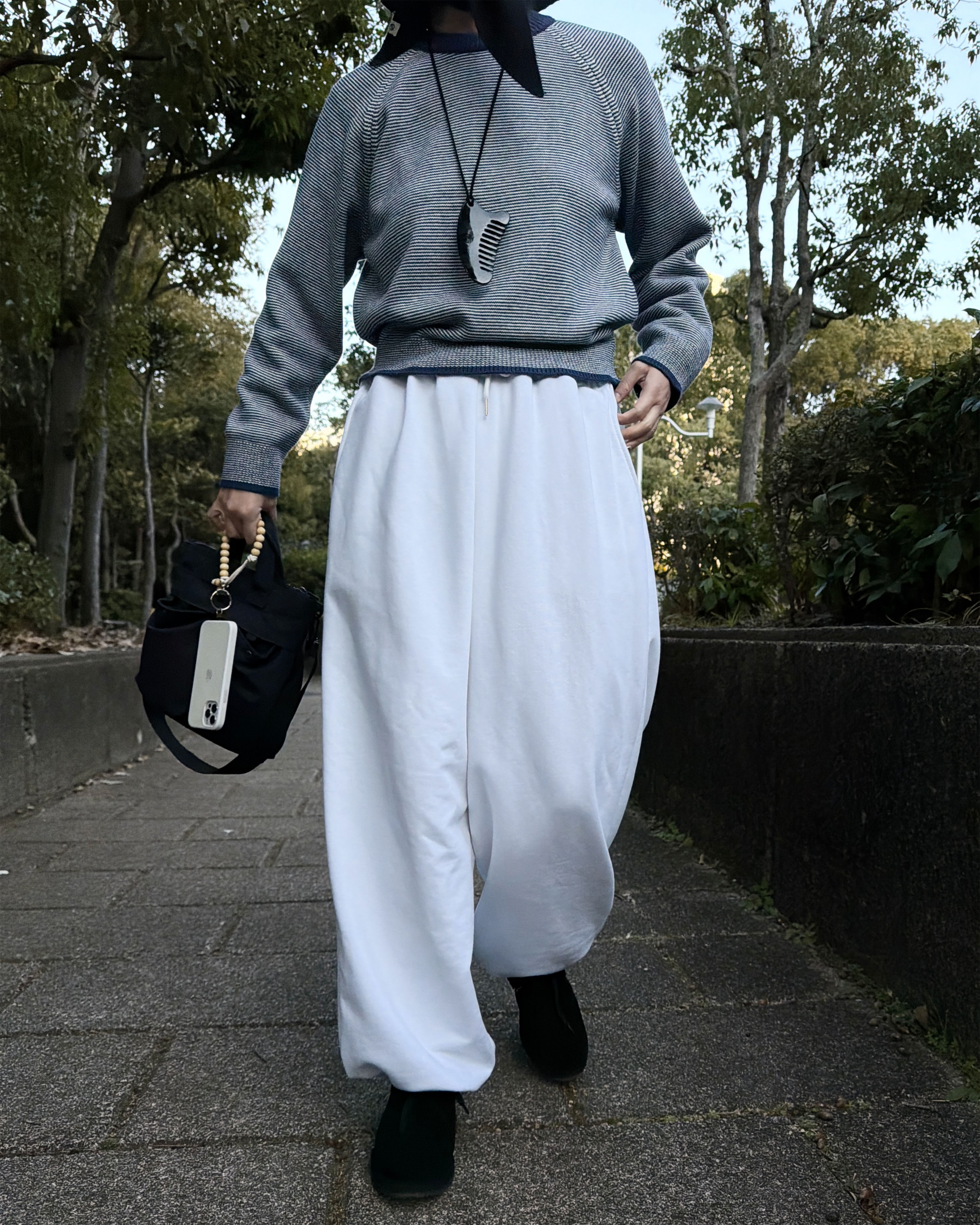 2WAYワイドウエストゴムパンツ