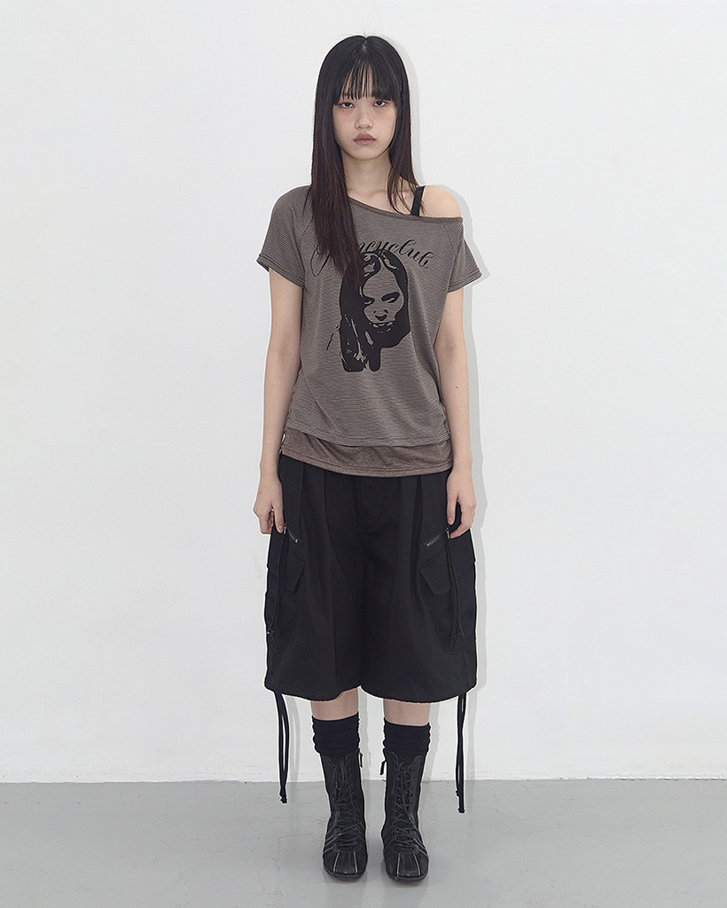 ☆NASTY FANCY CLUB☆ MYSTIC ONE SHOULDER TEE BROWN F25QB107 MYSTIC ONE-SHOULDER TEE (BROWN) F25QB107 | ファッション通販
