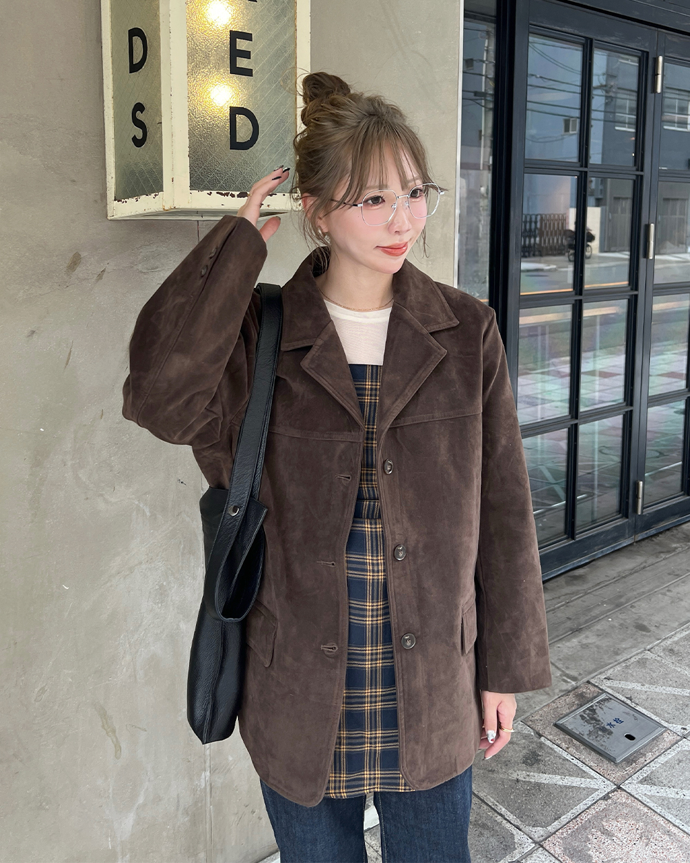 eLLa エラ　ウール　ネイビー　フレアスカート 組曲 ステッチストライプドビー フレアスカート （ブラック系