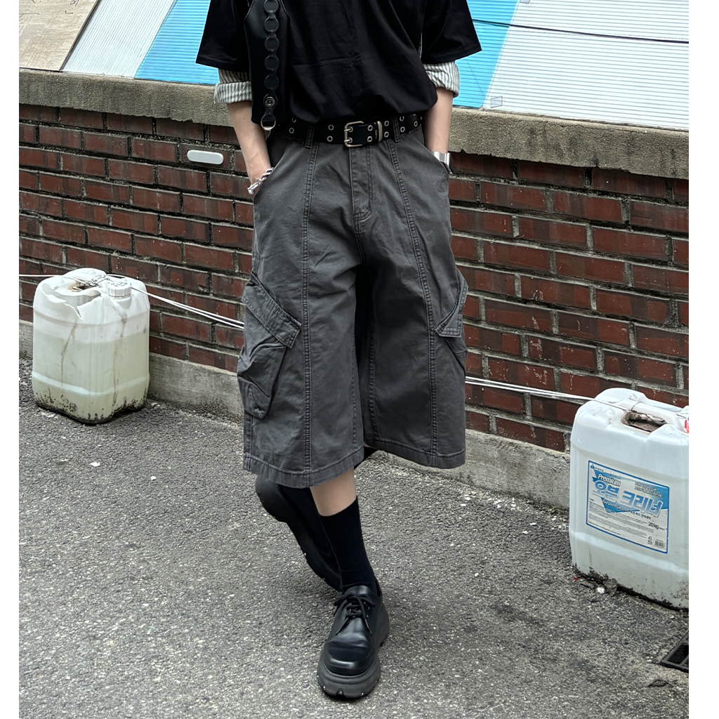 Gamchu【ガムチュ】赴くままに分解分離スウェットカーゴパンツ ブラック カーゴバミューダパンツ | ファッション通販サイト NUGU