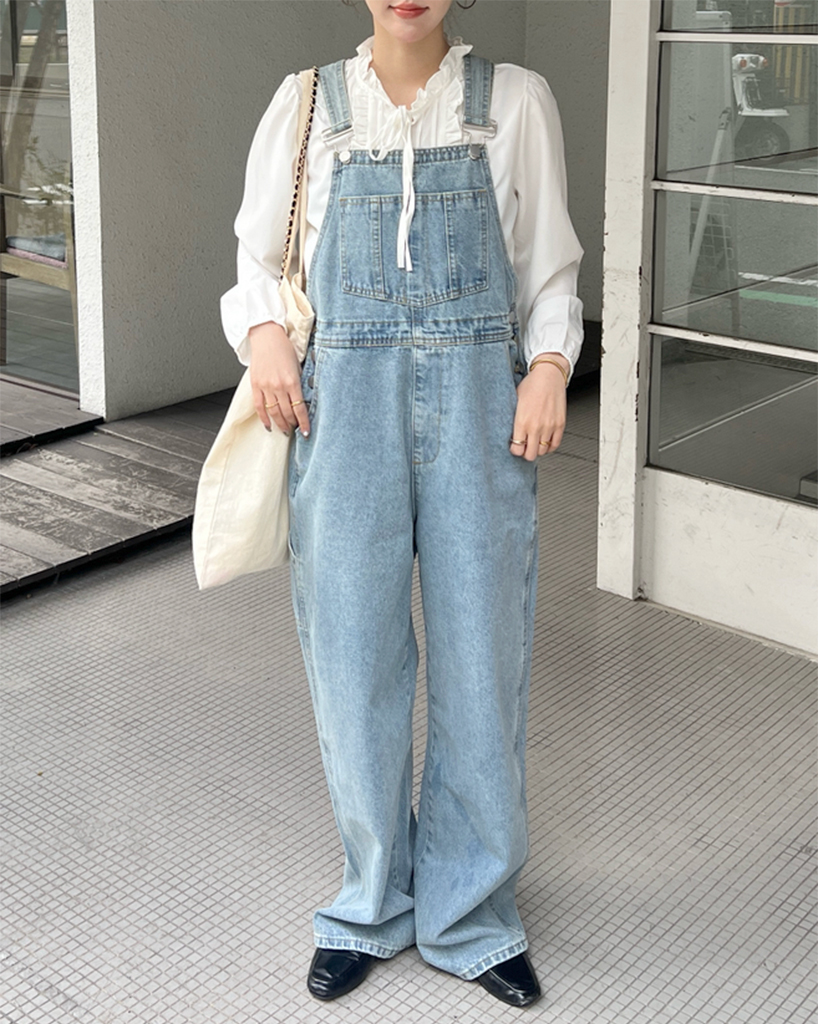 デニムオーバーオールパンツ