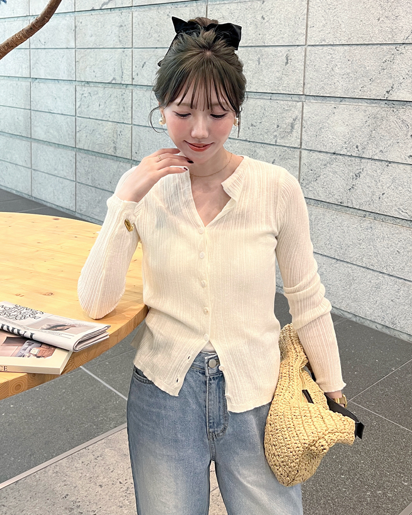 シースルーVネックカーディガン