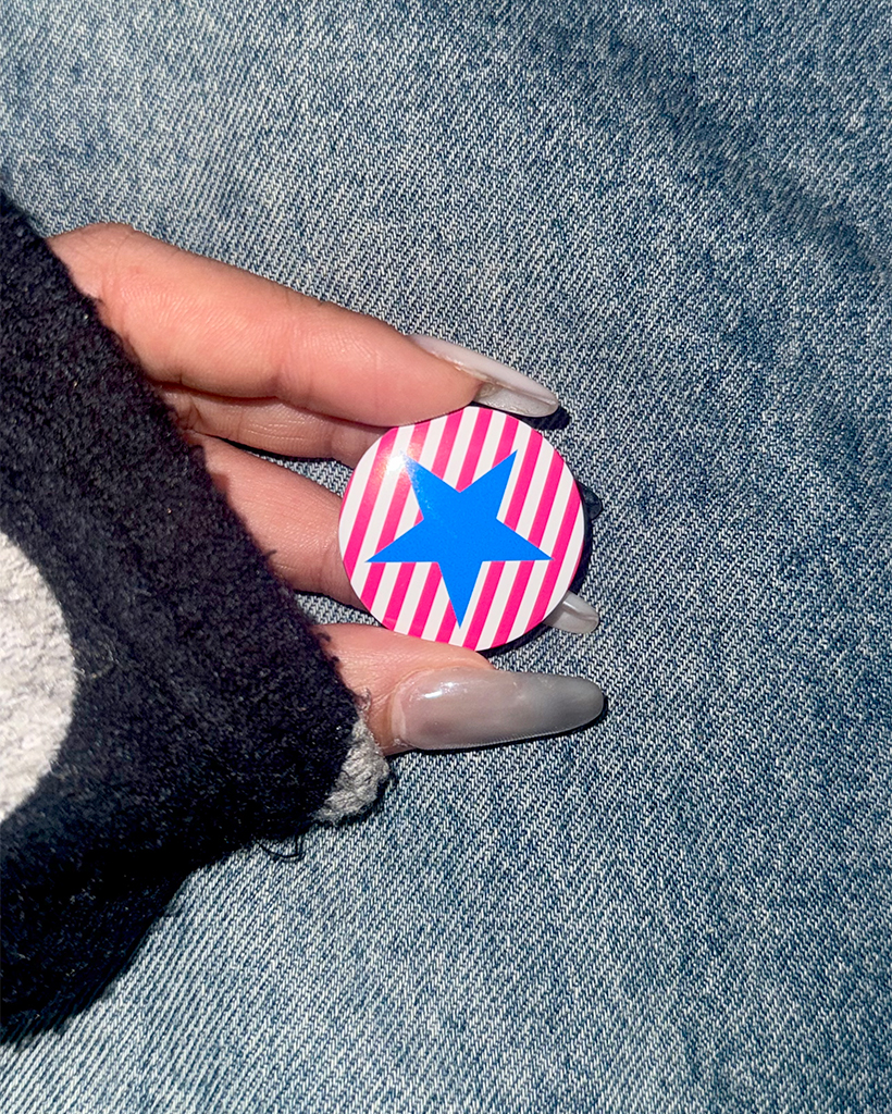 ピンクボーダースターピンボタン