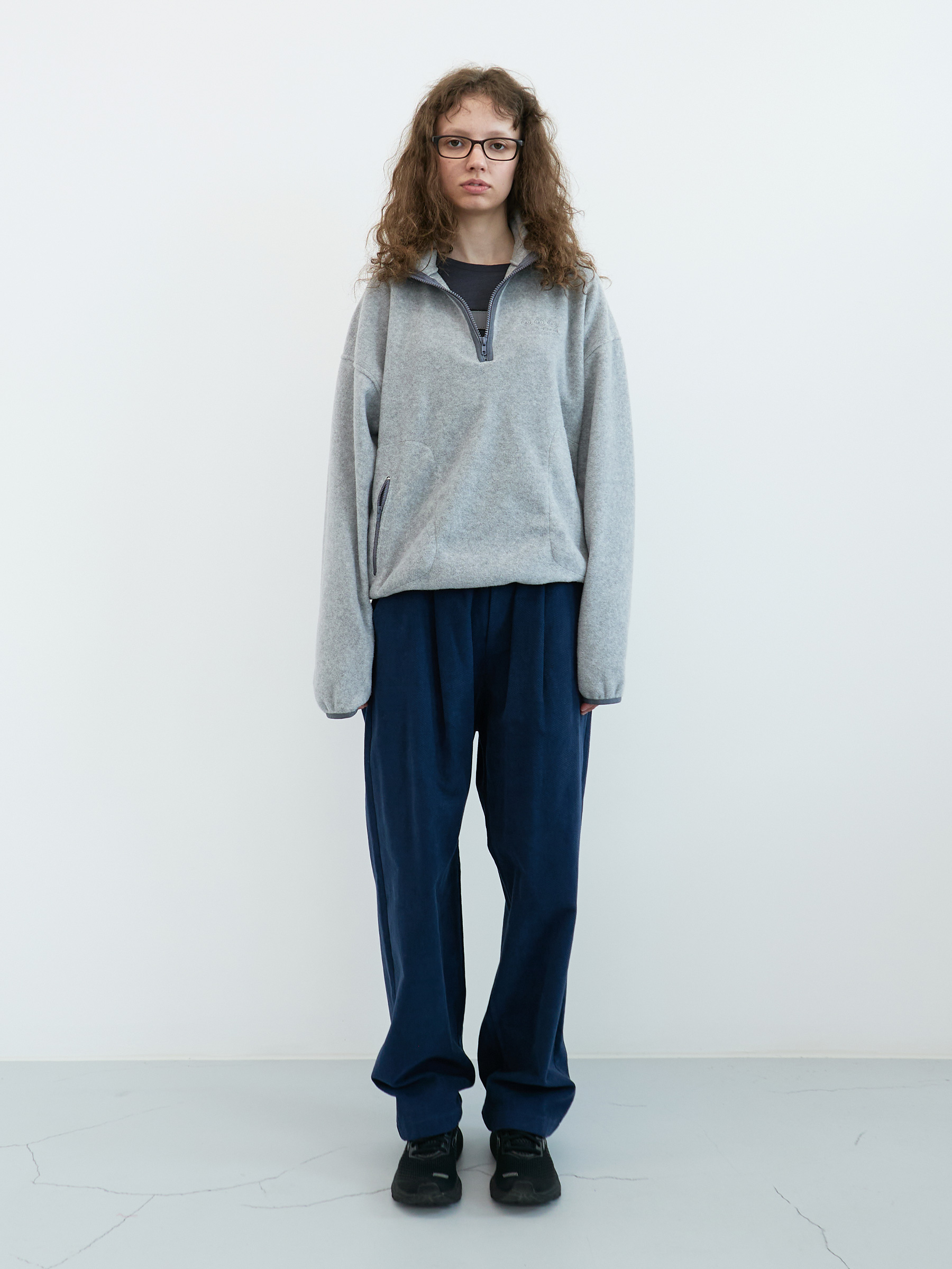 Fleece Half Zip-up Sweatshirt (Grey) | ファッション通販サイト NUGU