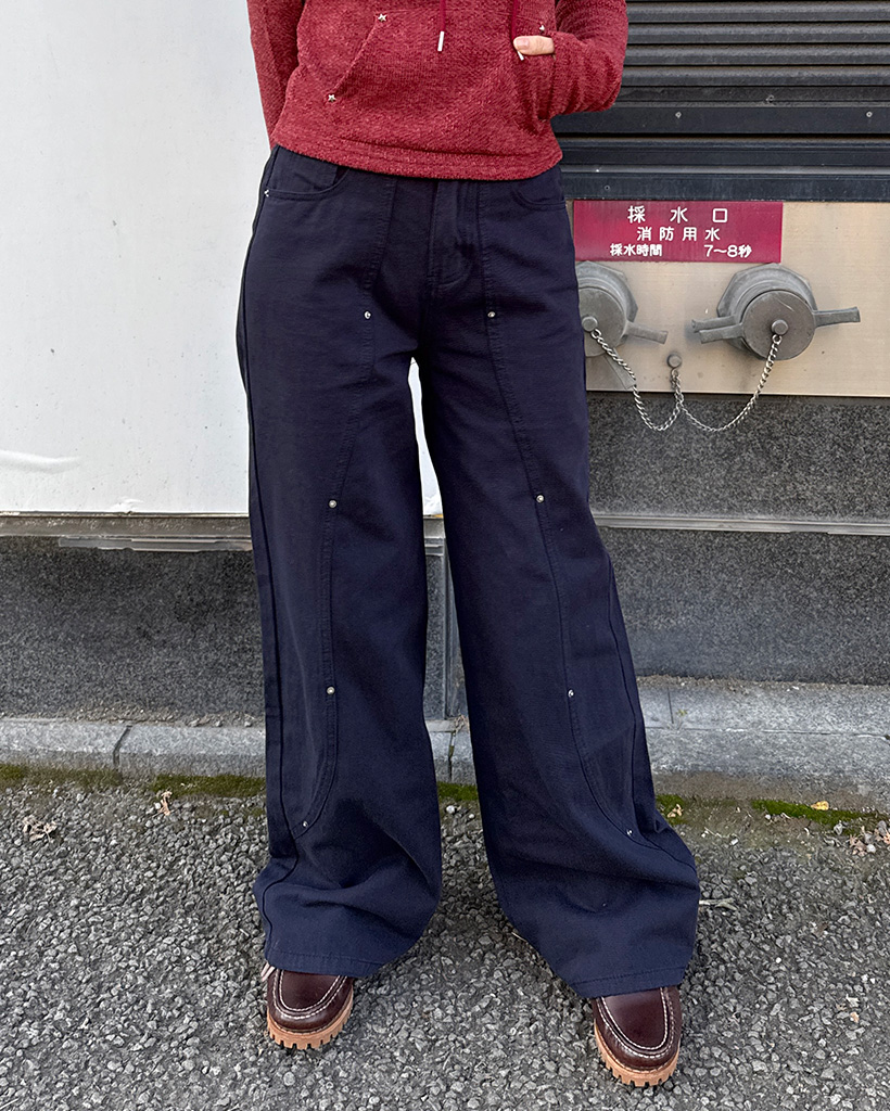 サイドヨークワイドコットンパンツ