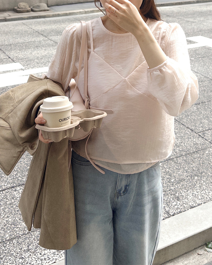 キャミニットビスチェ＆ブラウスセット