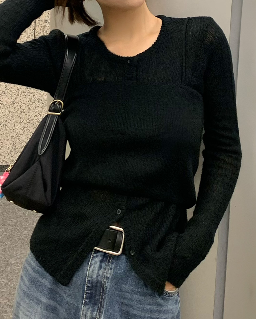 キャミニットビスチェ＆カーディガンセット