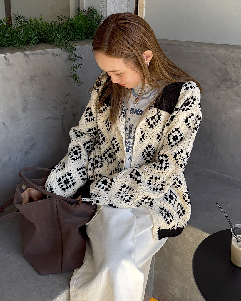 ヴィンテージジェイドパターンカーディガン