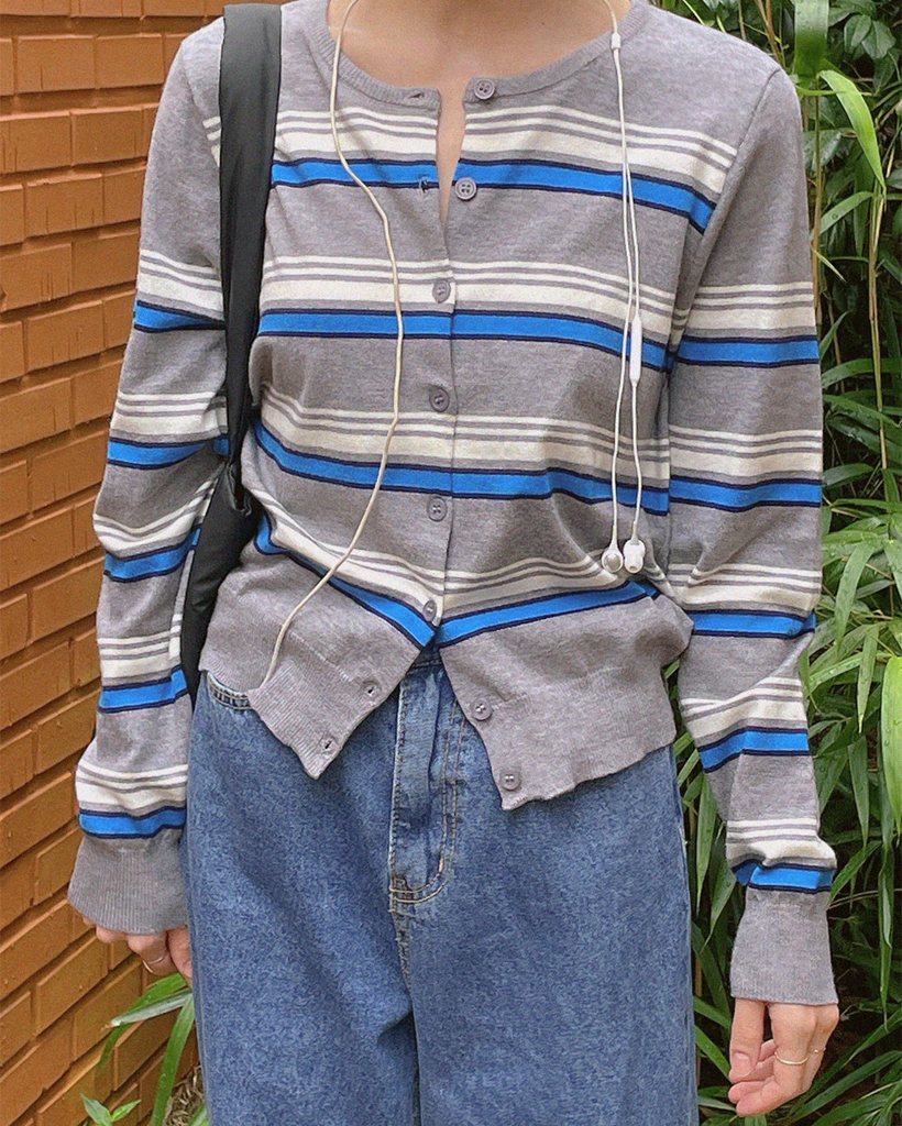 ストライプニットカーディガン | ファッション通販サイト NUGU