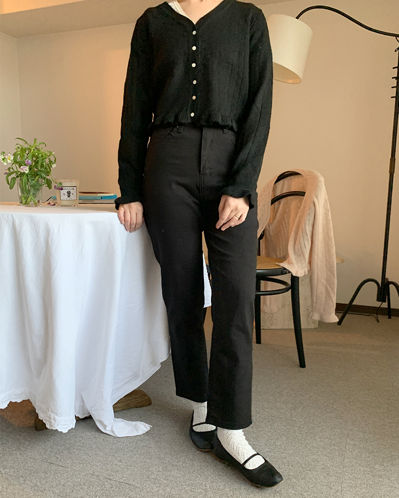 9分丈シンプルコットンパンツ