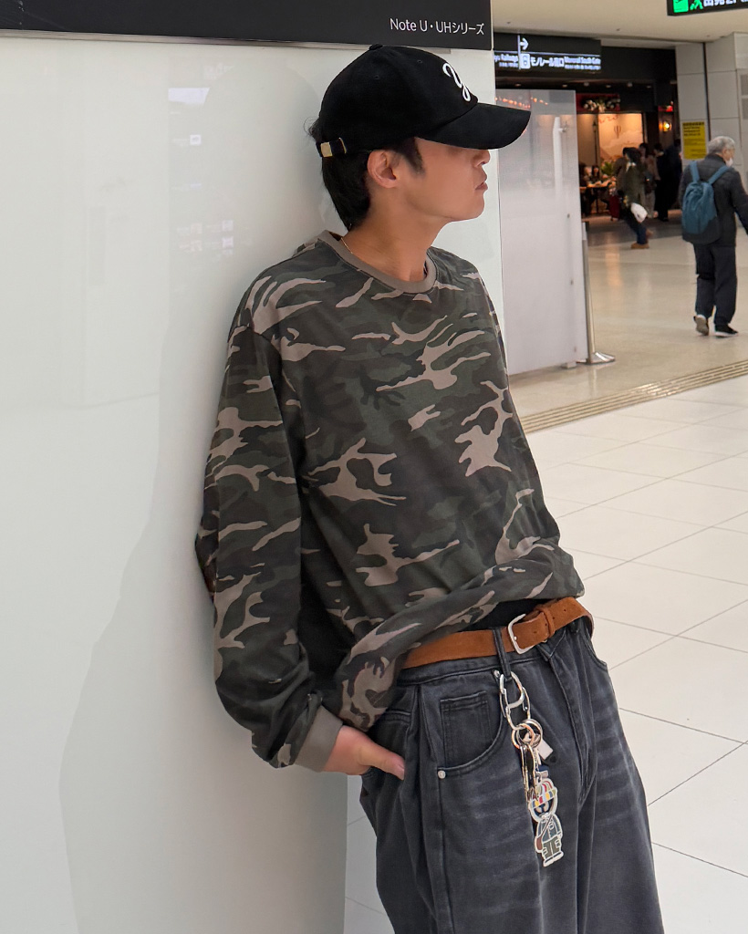 迷彩クロップドロングスリーブ