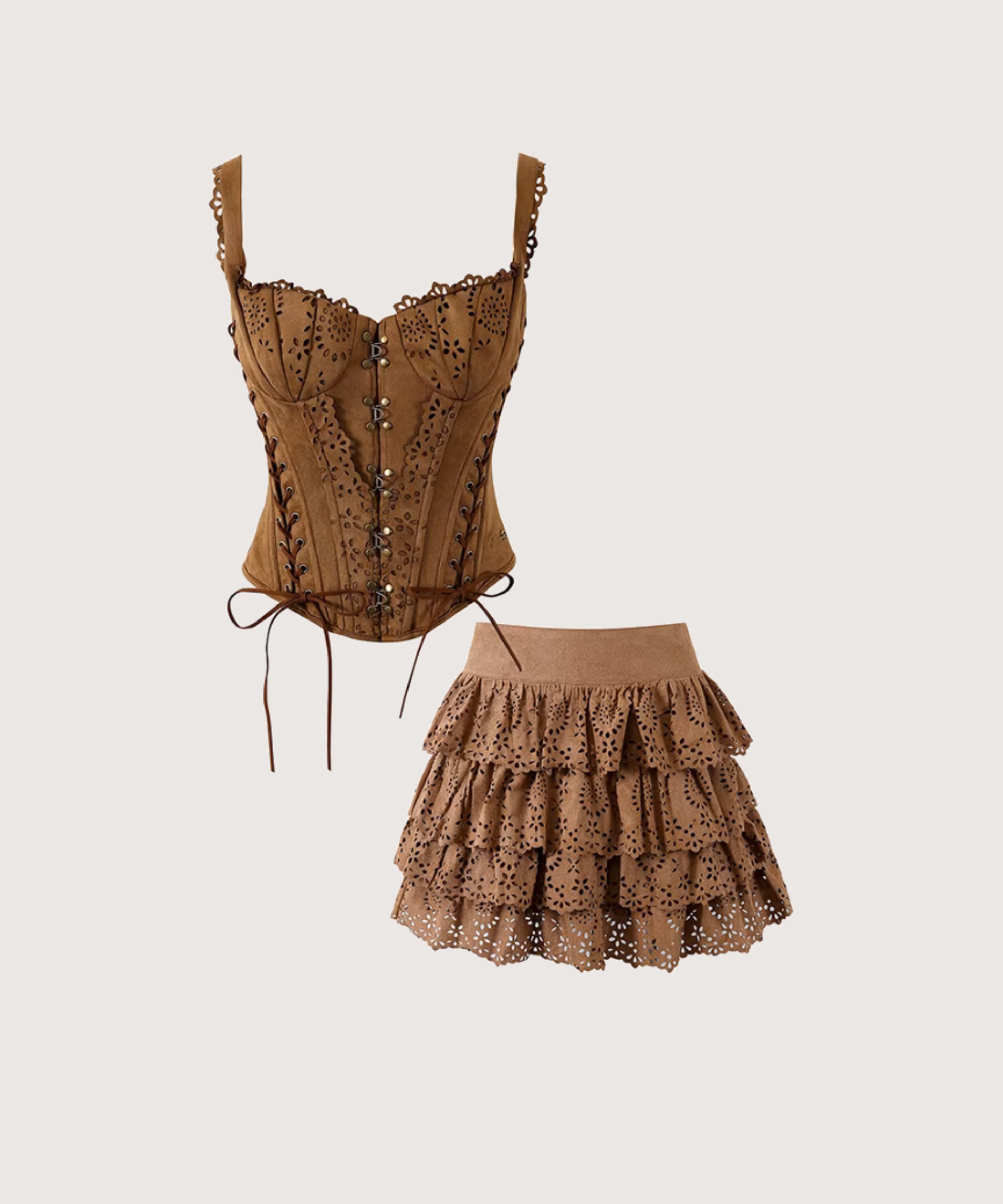 ベロアカットアウトコルセットセットアップ