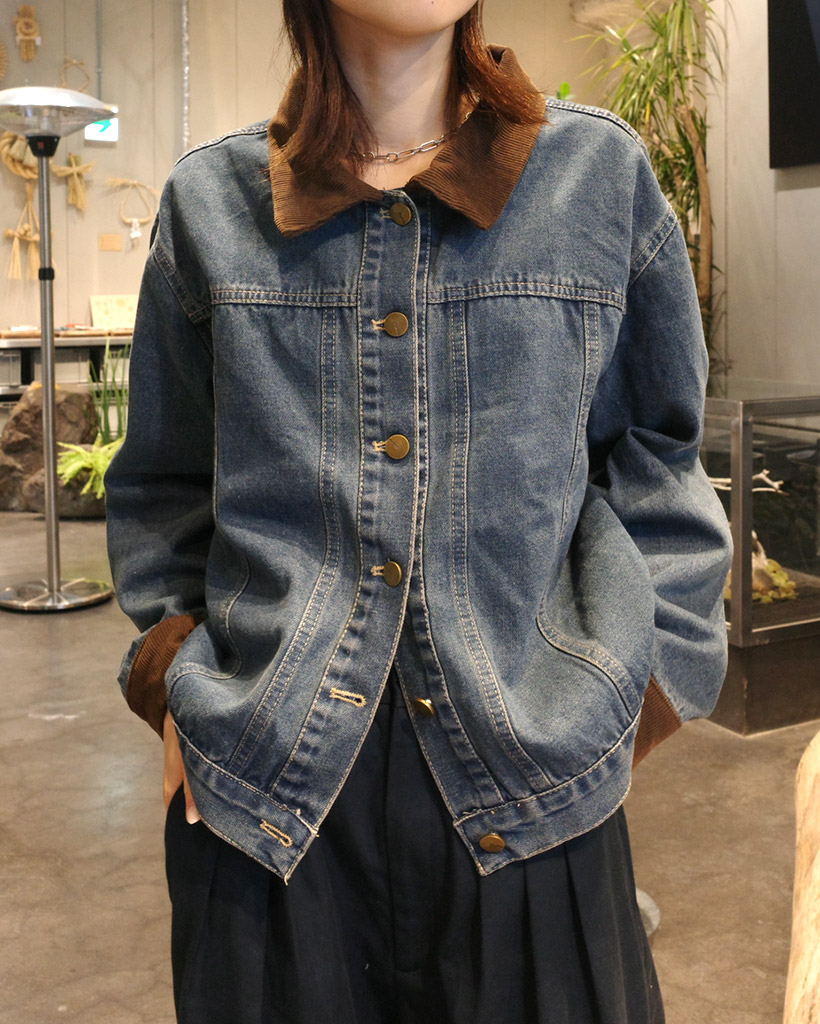 コーデュロイカラーネックデニムジャケット