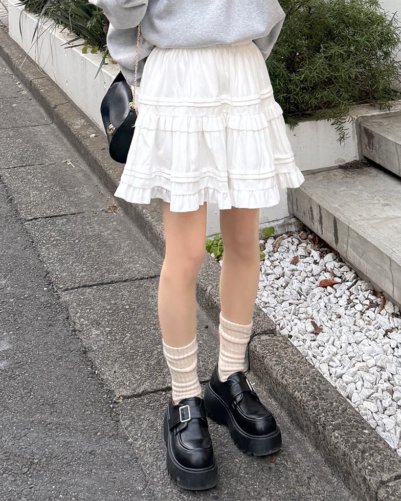 コーデュロイティアードゴムミニスカート