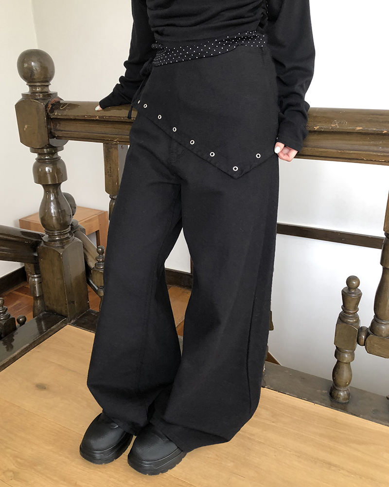 アイレットスカーフレイヤードコットンパンツ