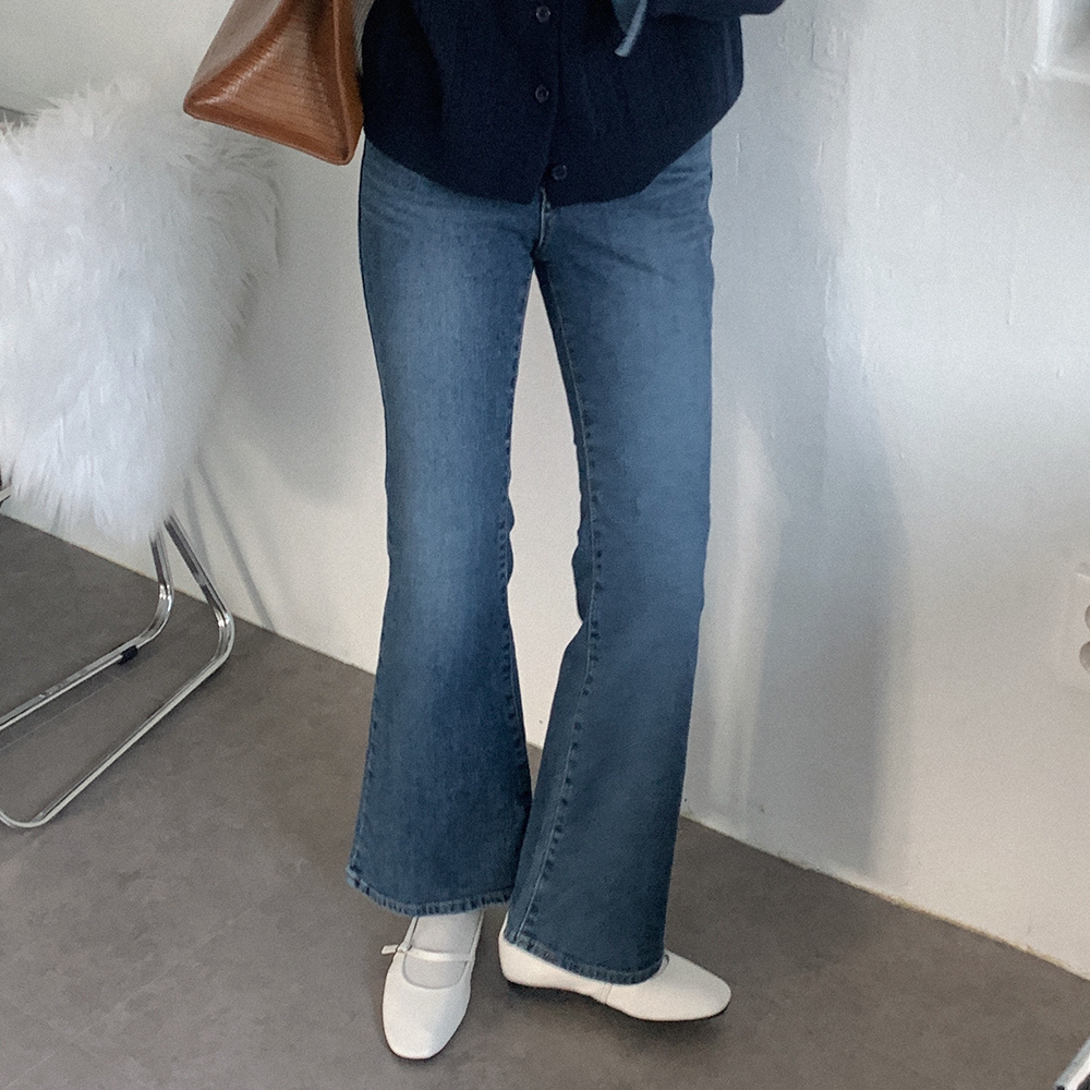 裏起毛 ブーツカット デニム パンツ