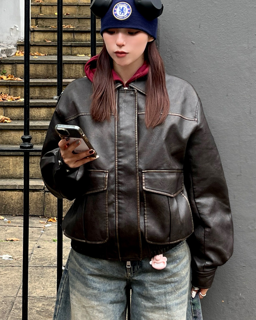 カーゴフェイクレザージャケット | ファッション通販サイト NUGU