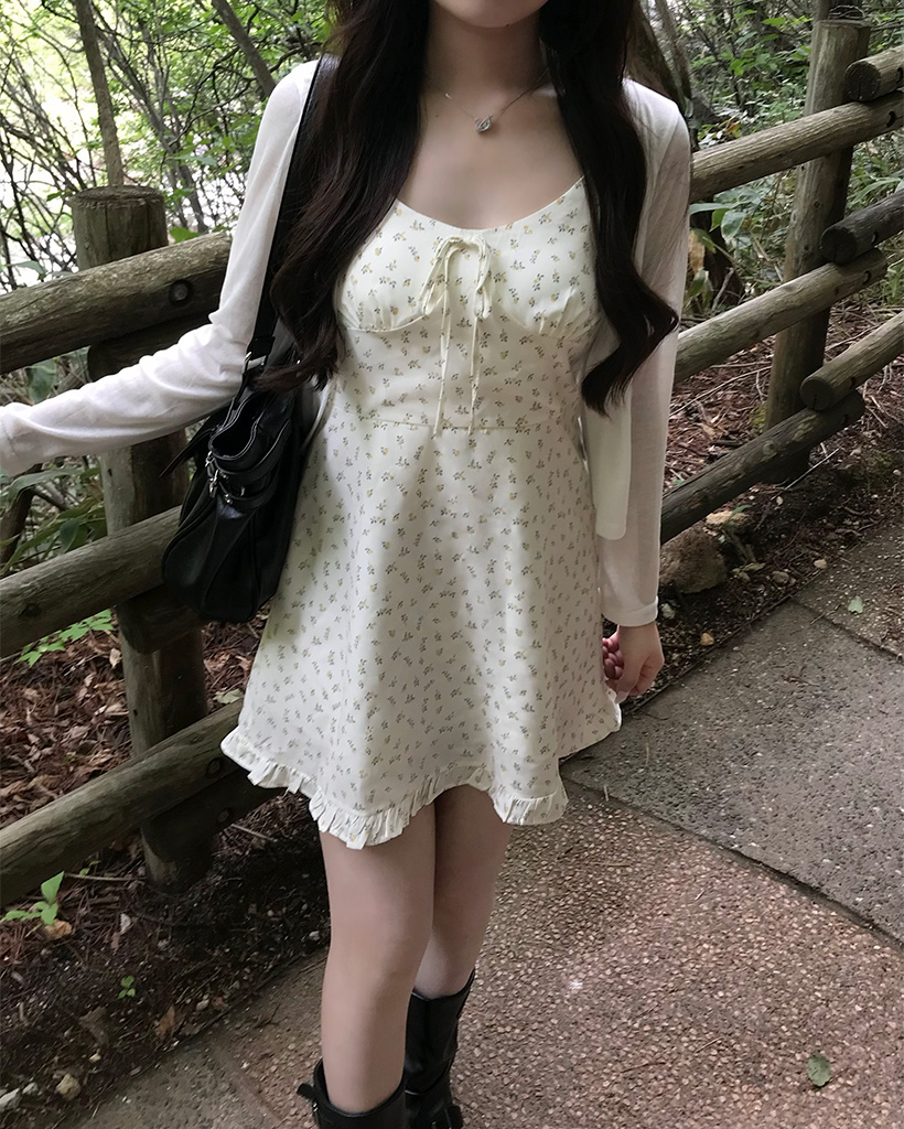ミニフラワーリボンミニワンピース