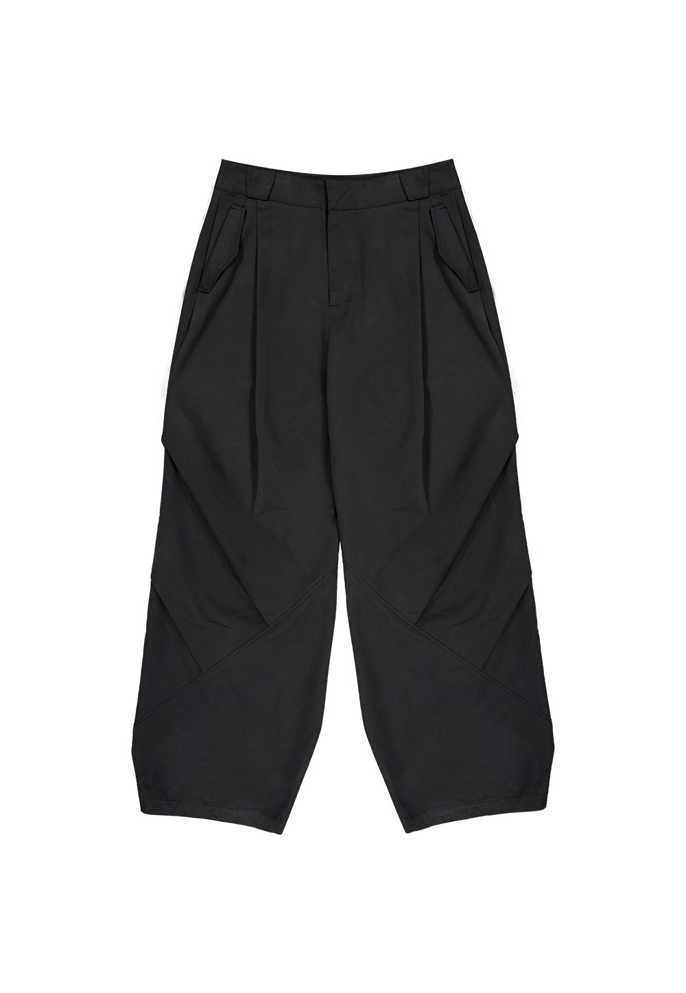 [K-POPアイドル着用] Side Drape Wide Pants - BLACK