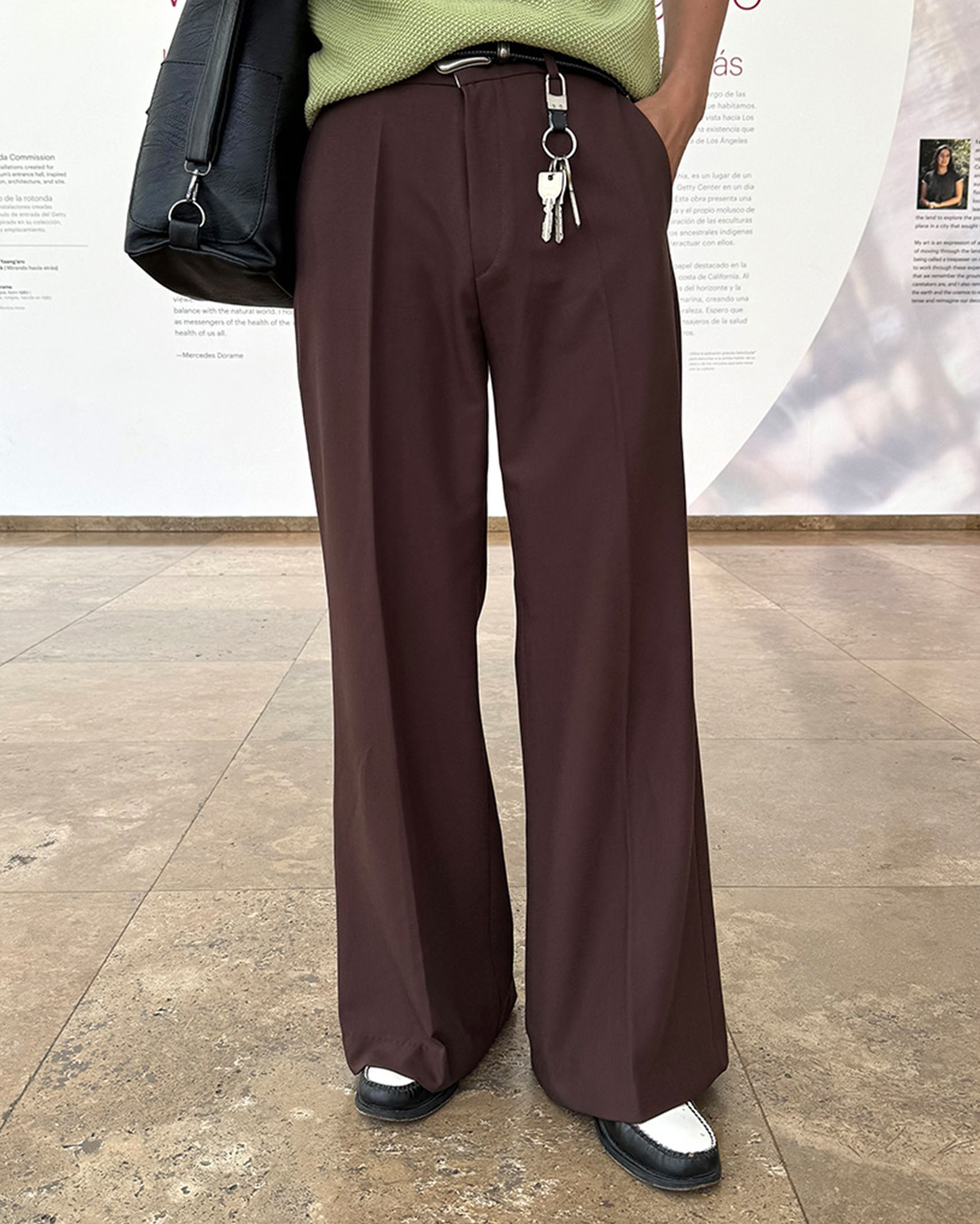 ORIGINAL) ワイドフレアスラックス (brown) | ファッション通販サイト NUGU