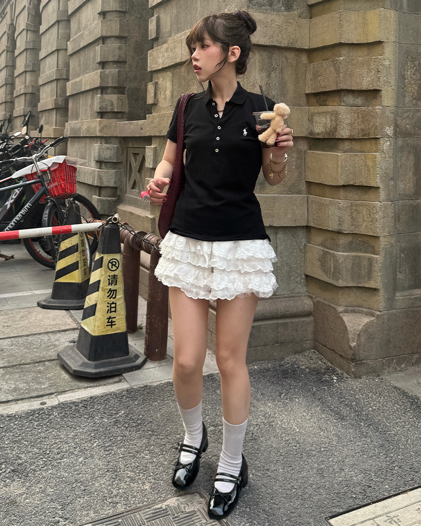 レースフリルショートパンツ