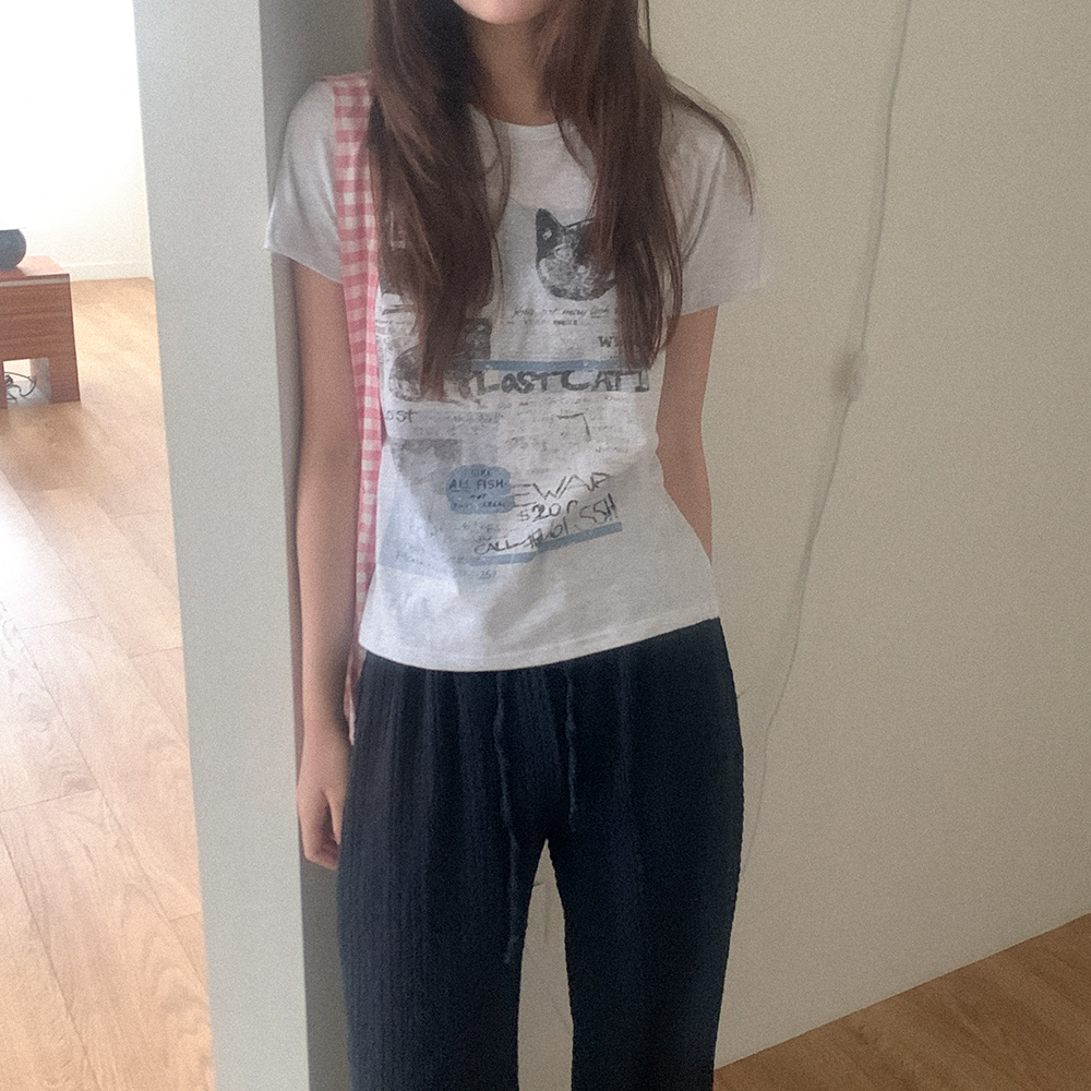 コットンプリント半袖Tシャツ