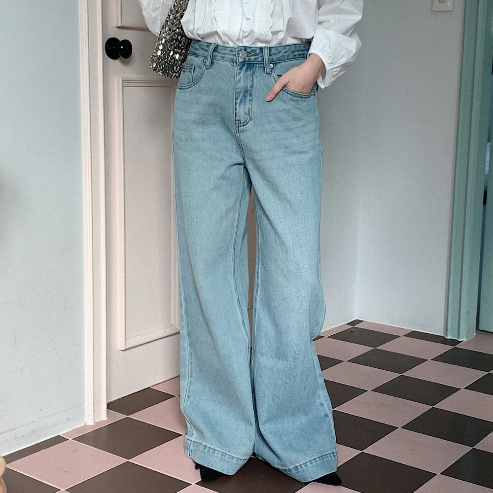   ライトブルーワイドレッグデニム ライトブルーワイドデニムパンツ | ファッション通販サイト NUGU