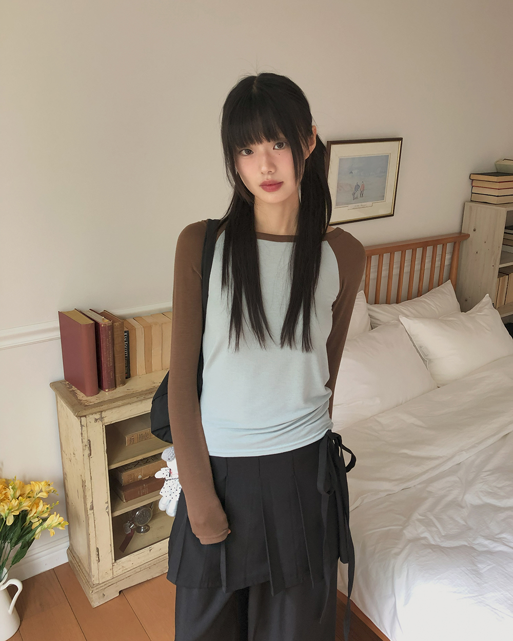 ベーシックバイカラーラグラン長袖Tシャツ