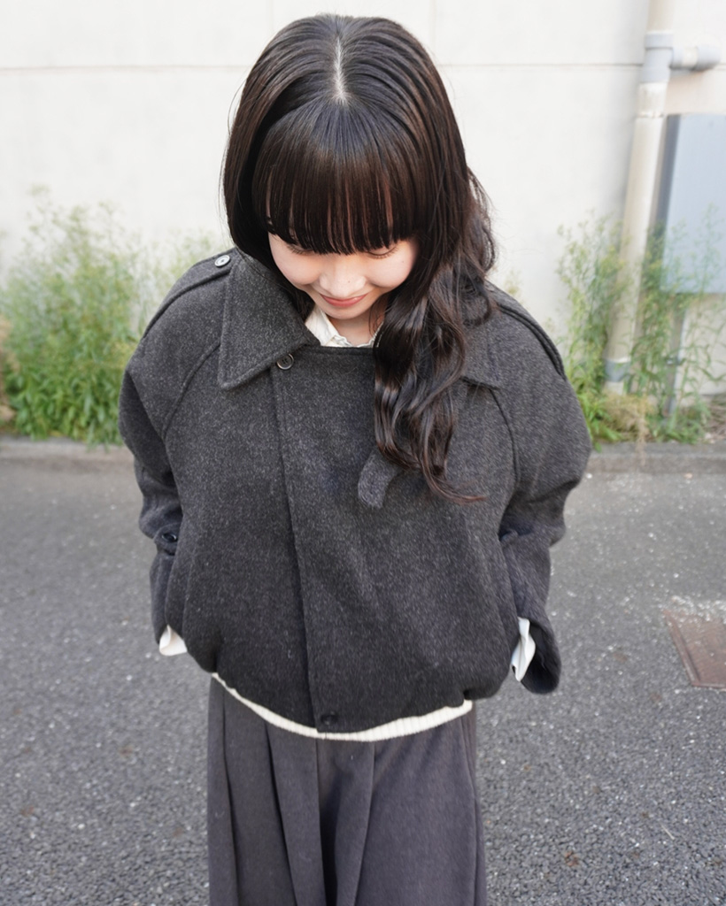 クロップドハイネックコート