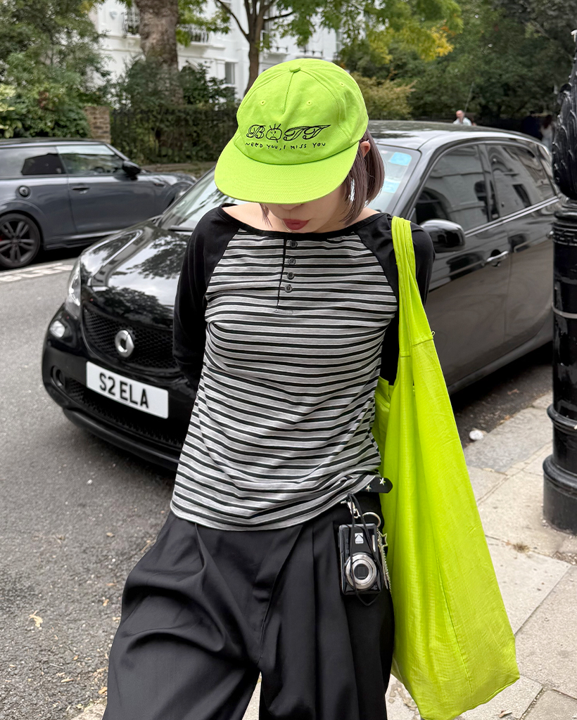 ボタンラグランスリーブボーダーTシャツ | ファッション通販サイト NUGU