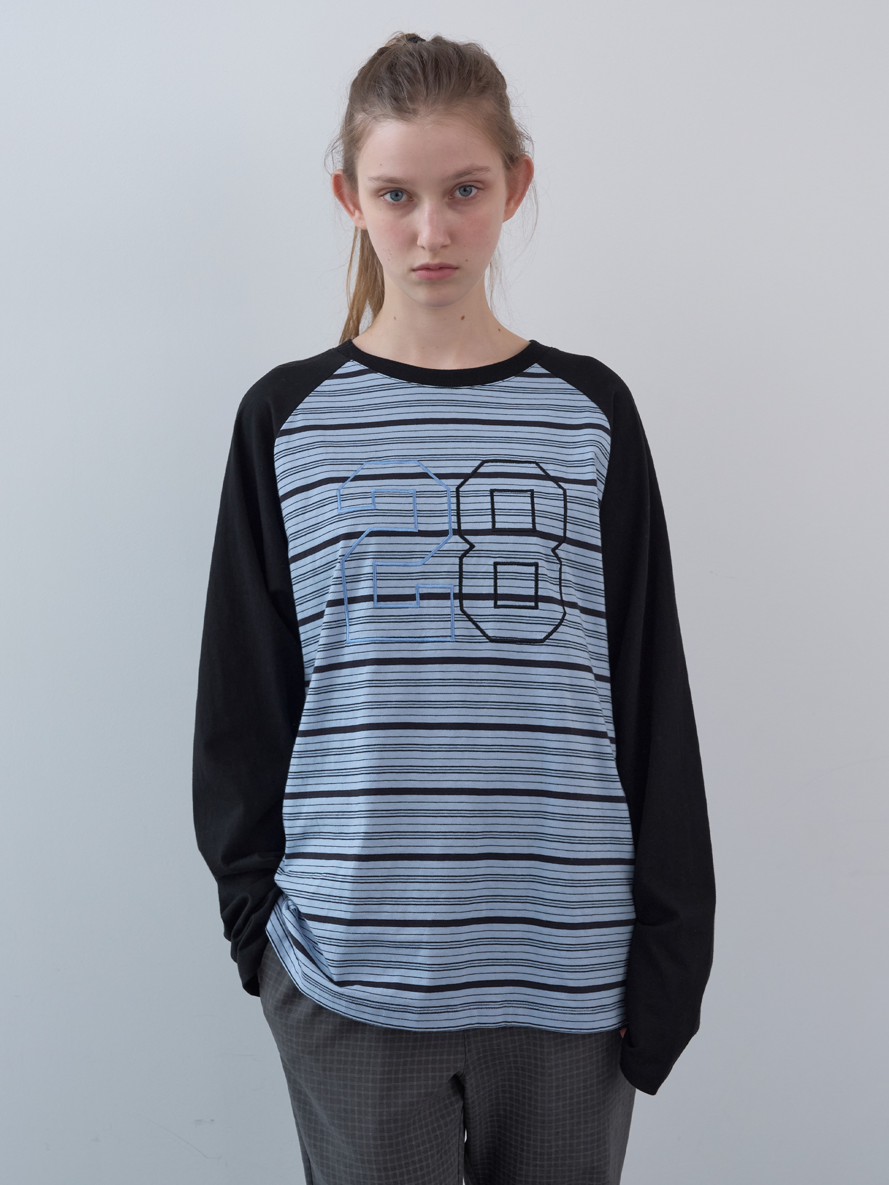 Mixed Fabric Boxy LST (Sky)