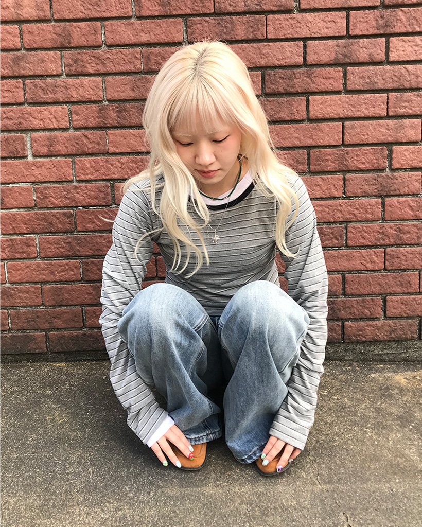 ラウンドネックボーダーTシャツ