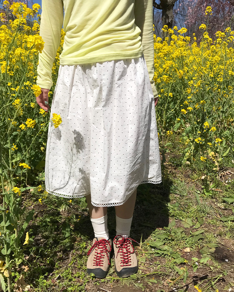 ヴィンテージドットシャーリングミディスカート