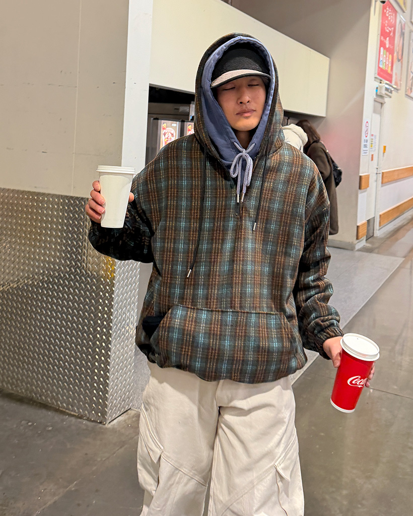 チェックフリースアノラックトップ