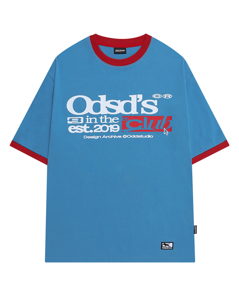 [Influencer pick] Odsd Ringer Color Block Overfit T-shirt - VINTAGE BLUE