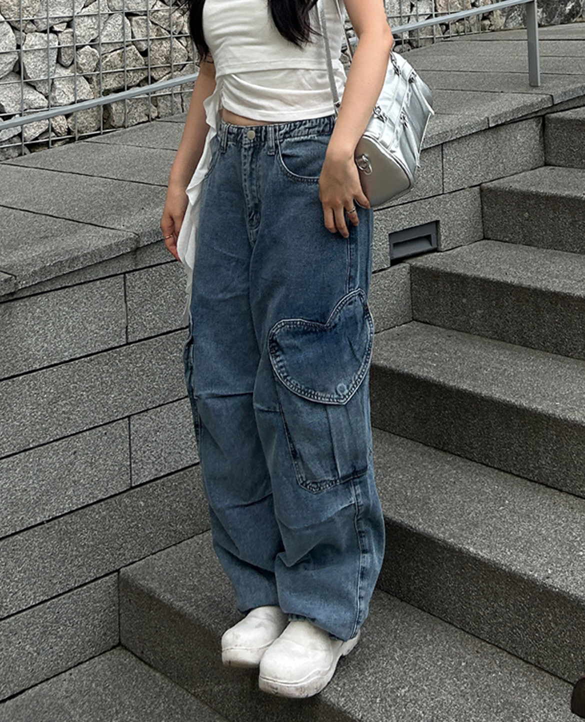 ユニセックス]ハートデニムカーゴパンツ | ファッション通販